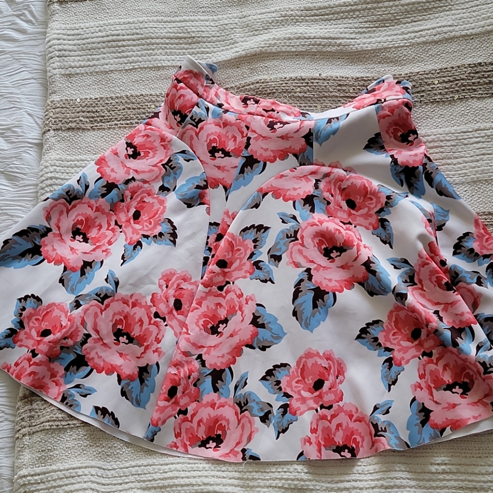 Pleated Sakter Skirt with Floral Design